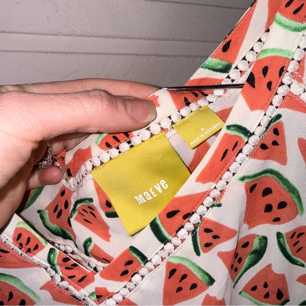 Maeve Anthropologie Picnic Day Watermelon Print Blouse, Women’s Size 4 - Picture 6 of 8